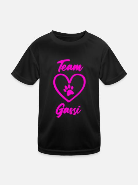 team gassi pfote liebe - Kinder Funktions-T-Shirt - Schwarz - Vorne