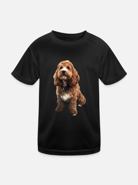 Cute Cavapoo dog puppy - Kids Functional T-Shirt - black