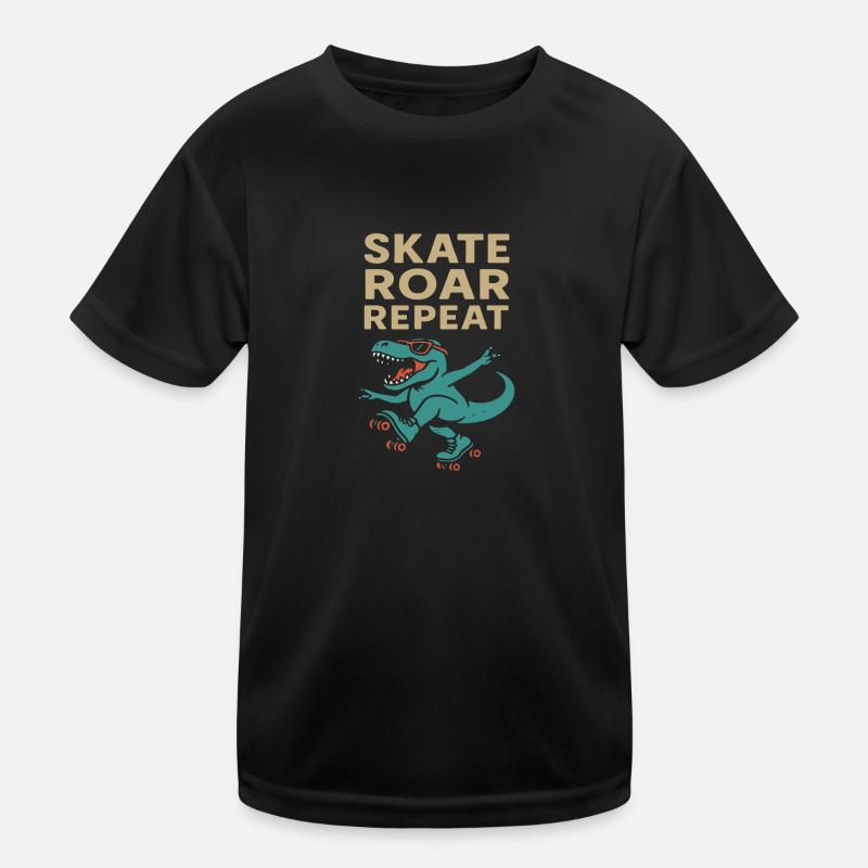 Lustiger Dinosaurier und Rollschuhfahrer Spruch Kinder Funktions-T-Shirt