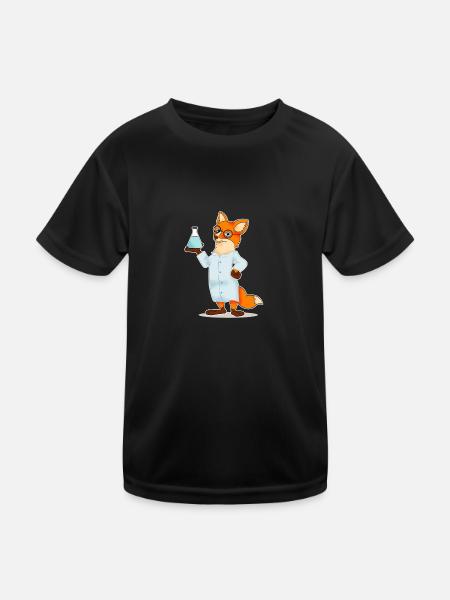 Fox comic scientist chemistry biology - Kids Functional T-Shirt - black - Front