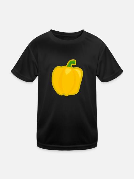 paprika chilli chili pepper citrus veggie vegetable - Kids Functional T-Shirt - black - Front