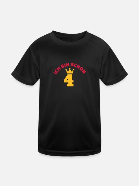 4 Geburtstag - Kinder Funktions-T-Shirt - Schwarz - Vorne