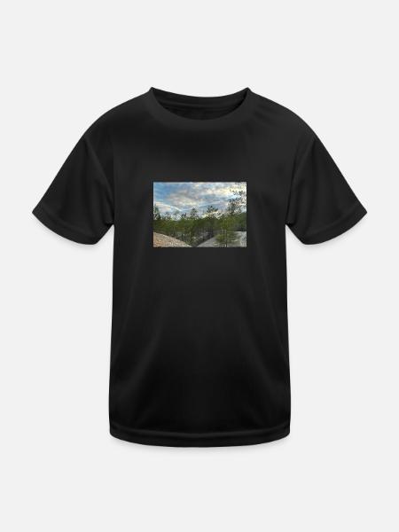 Blauer Himmel - Kinder Funktions-T-Shirt - Schwarz - Vorne