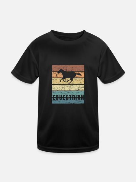 Reitsport Pferd Crunge Pferderasse Reiten - Kinder Funktions-T-Shirt - Schwarz - Vorne