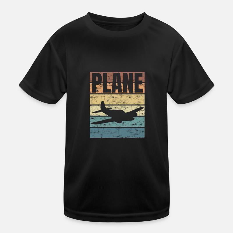 Pilot Plane Piloten Flugzeug Himmel Fliegen - Kinder Funktions-T-Shirt - Schwarz