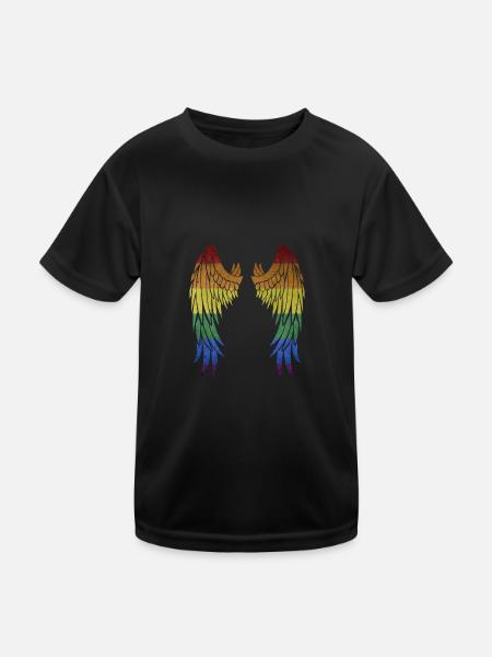 Gay Wings LGBT - Kids Functional T-Shirt - black - Front