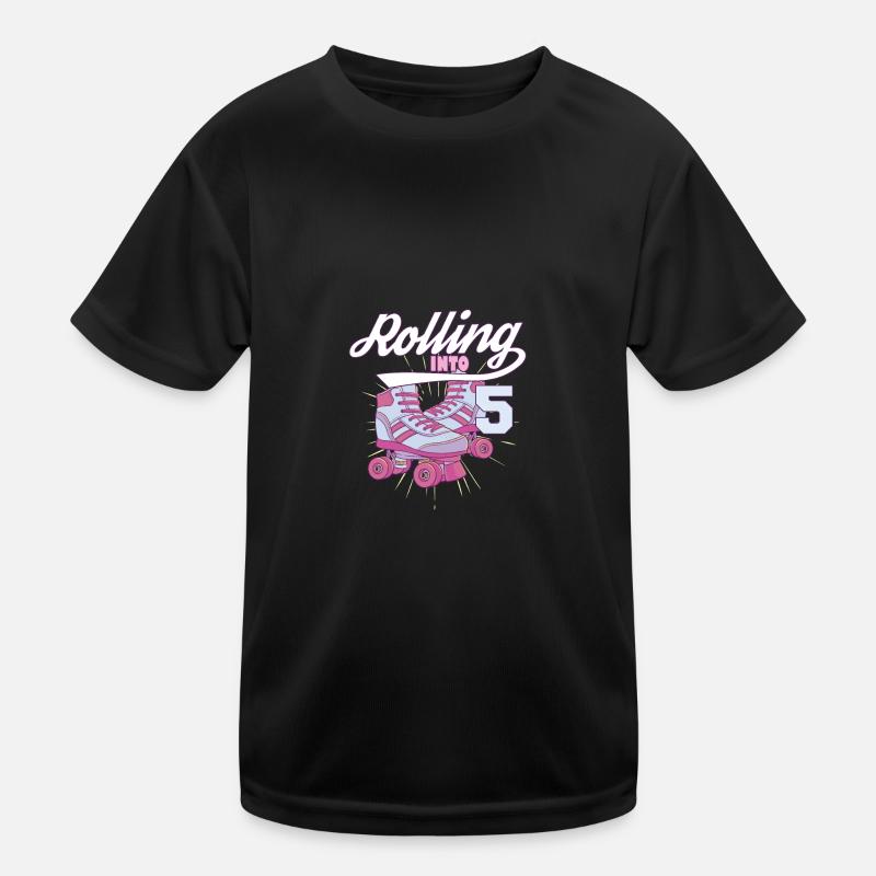 Rolling Into 5 Roller Skating Birthday Party Kinder Funktions-T-Shirt