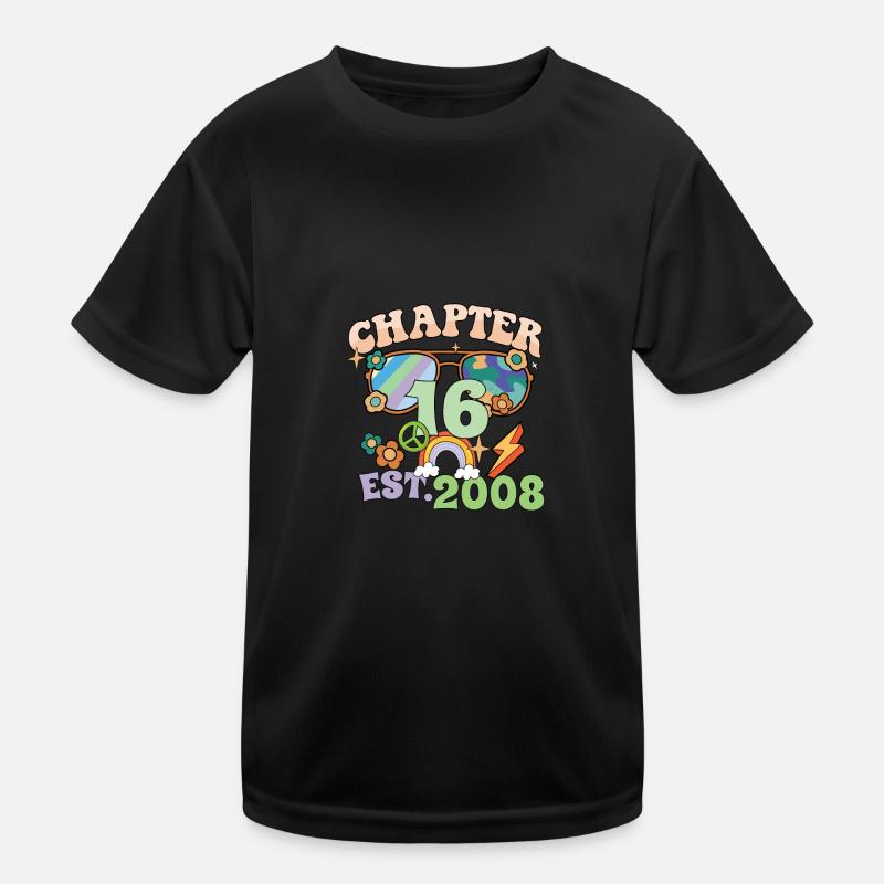 Turning 16 16th Birthday Retro Theme Peace Sign Kinder Funktions-T-Shirt