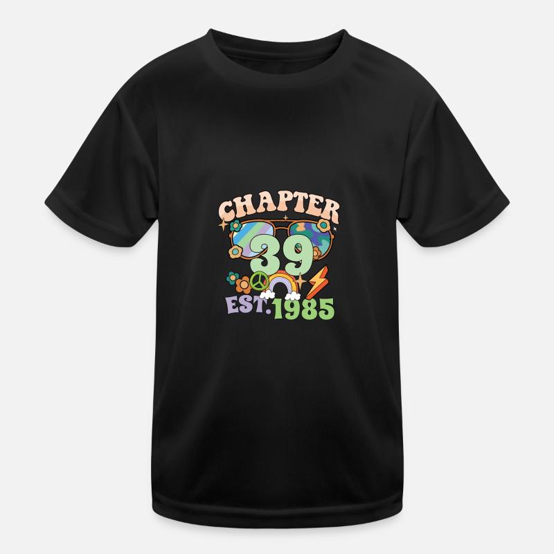 Turning 39 39th Birthday Retro Theme Peace Sign Kids Functional T-Shirt