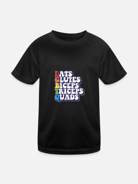 LGBTQ Rainbow Pride Lats Glutes Biceps Triceps - Kids Functional T-Shirt - black - Front