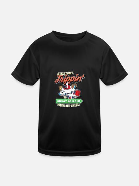 Straight Trippin' To Great Britain With My Tribe - Kinder Funktions-T-Shirt - Schwarz - Vorne