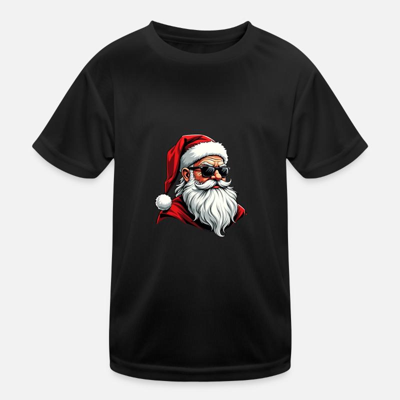 Santa Face Sunglasses With Hat Beard Christmas Kids Functional T-Shirt
