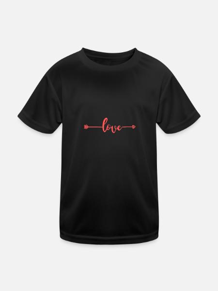 herz love liebe geschenk idee - Kinder Funktions-T-Shirt - Schwarz - Vorne