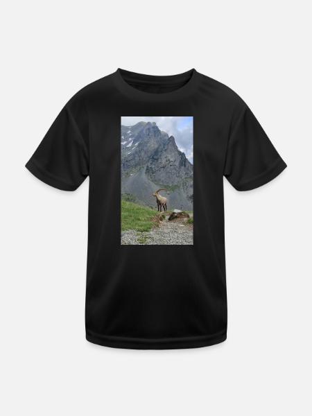 Alpine ibex - Kids Functional T-Shirt - black