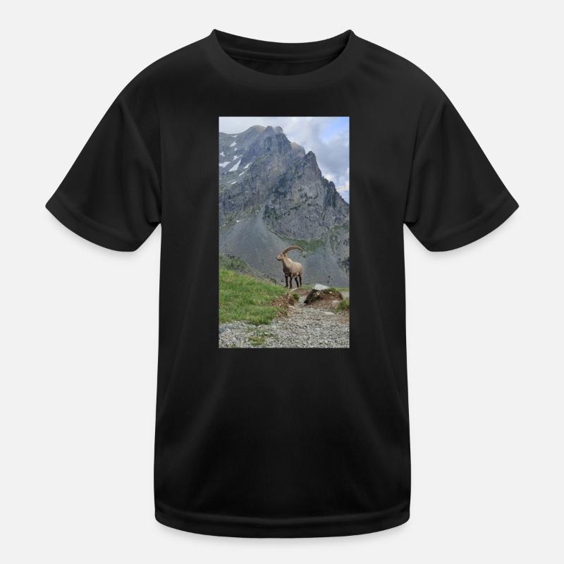 Alpine ibex - Kids Functional T-Shirt - black