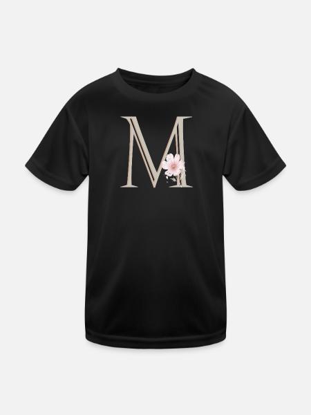 Monogramme floral M - T-shirt sport Enfant - noir - Devant