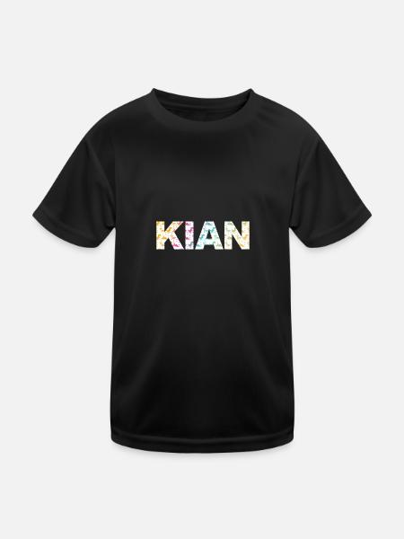 KIAN - Schöner Jungen Name mit Dinosaurier - Kinder Funktions-T-Shirt - Schwarz - Vorne