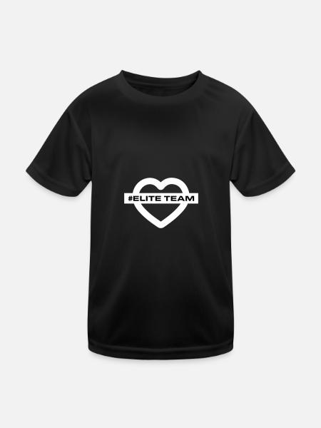 Elite Team Herz Liebe - Kinder Funktions-T-Shirt - Schwarz - Vorne