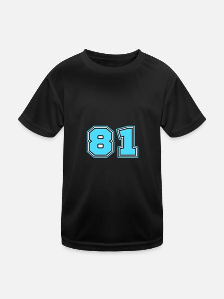 81 Zahl nummer - Kinder Funktions-T-Shirt - Schwarz - Vorne