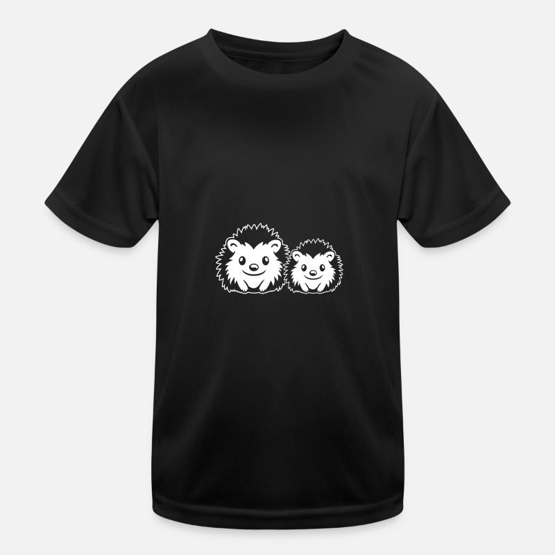Igel Comic Niedlich - Kinder Funktions-T-Shirt - Schwarz