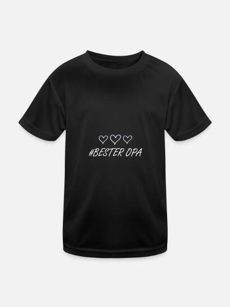 Bester Opa Herz Liebe - Kinder Funktions-T-Shirt - Schwarz - Vorne