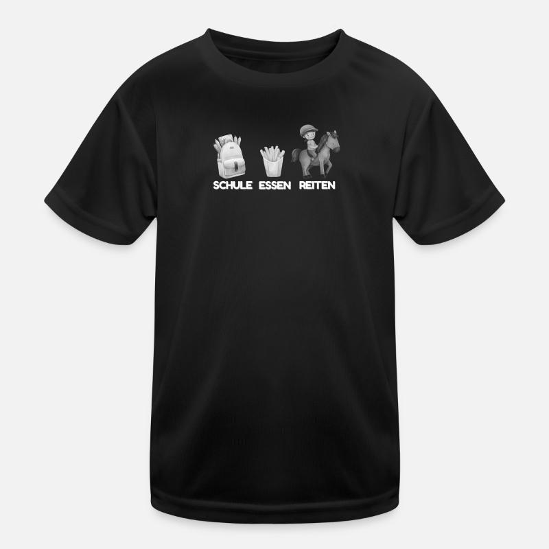 Schule Essen Reiten  - Kinder Funktions-T-Shirt - Schwarz
