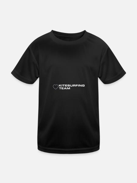 Kitesurfing Team Herz - Kinder Funktions-T-Shirt - Schwarz - Vorne