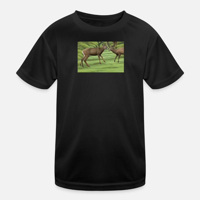 Hirsche Hirsche - Kinder Funktions-T-Shirt - Schwarz