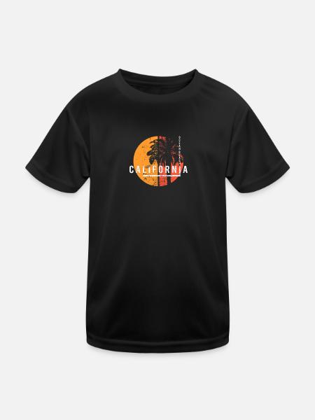 Ocean Beach Kalifornien Kühle Palme Einheimisch - Kinder Funktions-T-Shirt - Schwarz - Vorne