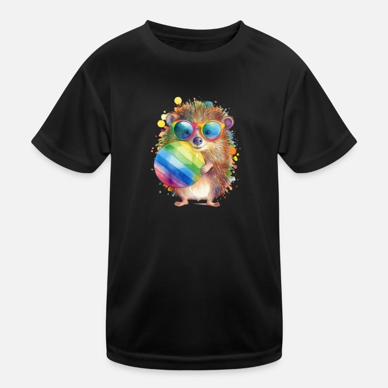 Bunter cooler Igel mit Sonnenbrille Kinder Funktions-T-Shirt