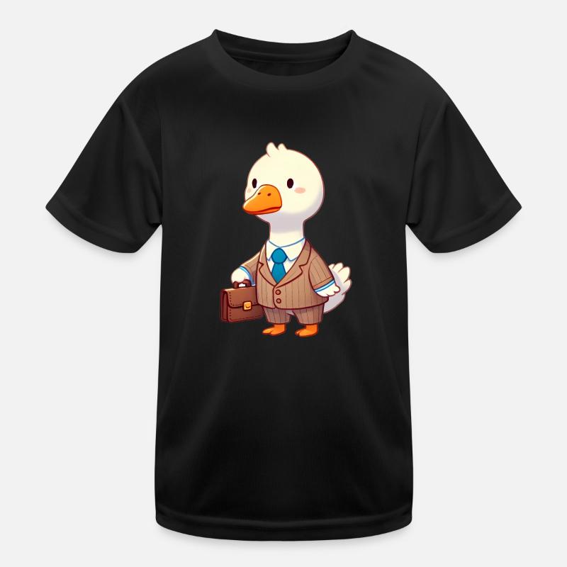 Serious Goose in Suit with Briefcase Kids Functional T-Shirt