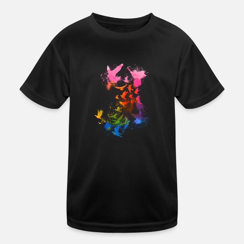 tauben,taube,vögel,vogelschwarm,bunt,graffiti, Kinder Funktions-T-Shirt