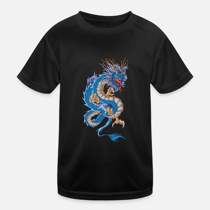 Blauer Drache asiatisch Kinder Funktions-T-Shirt
