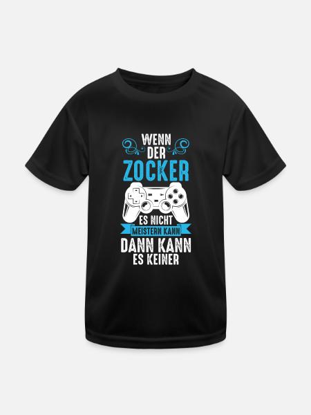 Zocker Zocken Gamer - Kinder Funktions-T-Shirt - Schwarz - Vorne