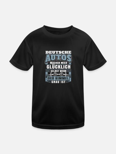Deutsche Autos machen mich glücklich - Kinder Funktions-T-Shirt - Schwarz - Vorne