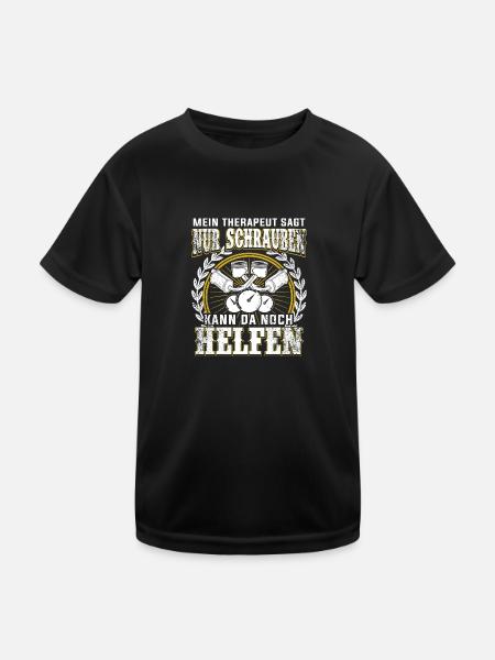 Mein Therapeut sagt schrauben kann da noch helfen - Kinder Funktions-T-Shirt - Schwarz - Vorne