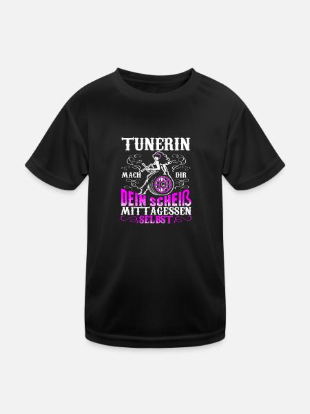 Weibliche Tunerin mach dir dein Mittagessen selbst - Kinder Funktions-T-Shirt - Schwarz - Vorne