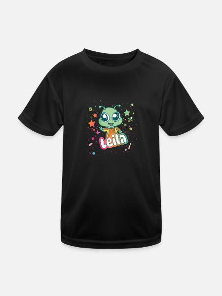 LEILA - Beau nom de fille avec extraterrestre mignon - T-shirt sport Enfant - noir - Devant