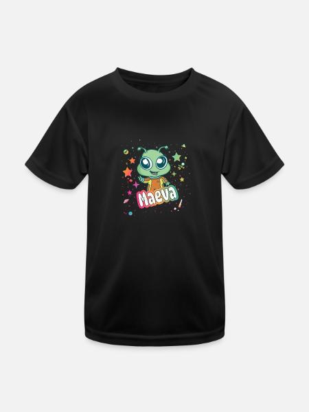 MAEVA - Beau nom de fille avec extraterrestre mignon - T-shirt sport Enfant - noir - Devant