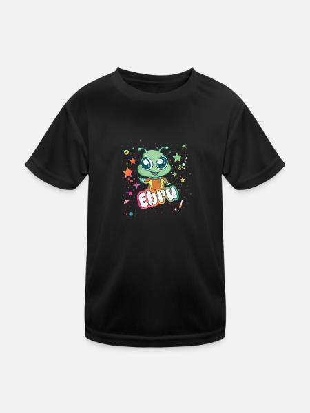 EBRU - Schöner Mädchen Name mit süßem ALIEN - Kinder Funktions-T-Shirt - Schwarz - Vorne
