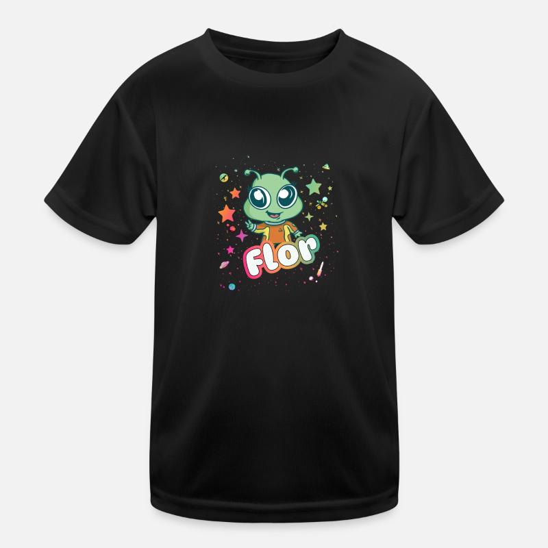 FLOR - Schöner Mädchen Name mit süßem Alien Kinder Funktions-T-Shirt