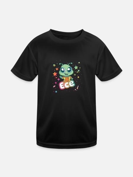 ECE - Schöner Mädchen Name mit süßem Alien - Kinder Funktions-T-Shirt - Schwarz - Vorne