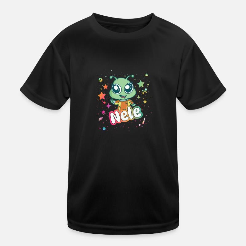 NELE - Schöner Mädchen Name mit süßem Alien Kinder Funktions-T-Shirt