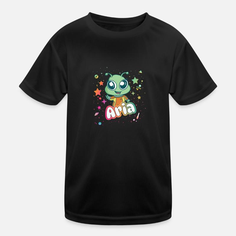ARIA - Schöner Mädchen Name mit süßem Alien Kinder Funktions-T-Shirt