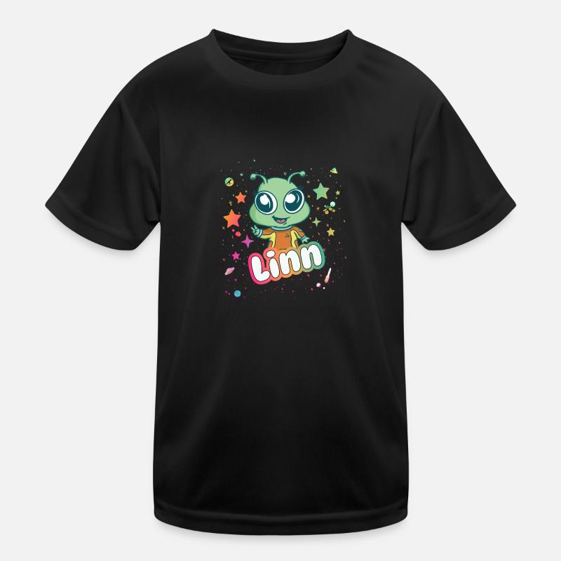 LINN - Schöner Mädchen Name mit süßem Alien Kinder Funktions-T-Shirt