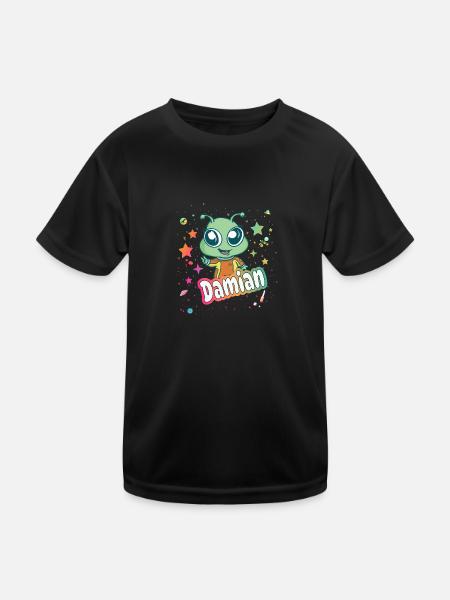 DAMIAN - Beau nom de garçon avec un extraterrestre mignon - T-shirt sport Enfant - noir - Devant