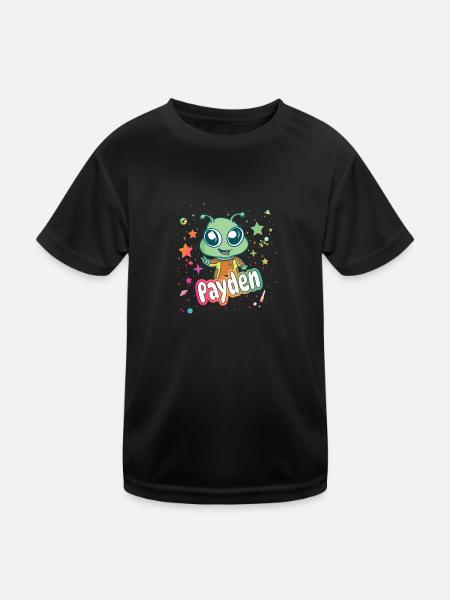 PAYDEN - Beautiful boy name with cute alien - Kids Functional T-Shirt - black - Front
