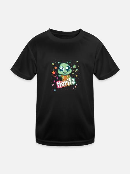 MORITZ - Beau nom de garçon avec un extraterrestre mignon - T-shirt sport Enfant - noir - Devant