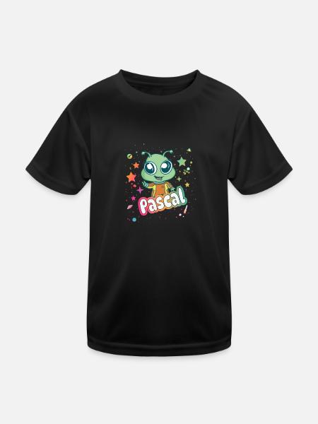 PASCAL - Beau nom de garçon avec un extraterrestre mignon - T-shirt sport Enfant - noir - Devant