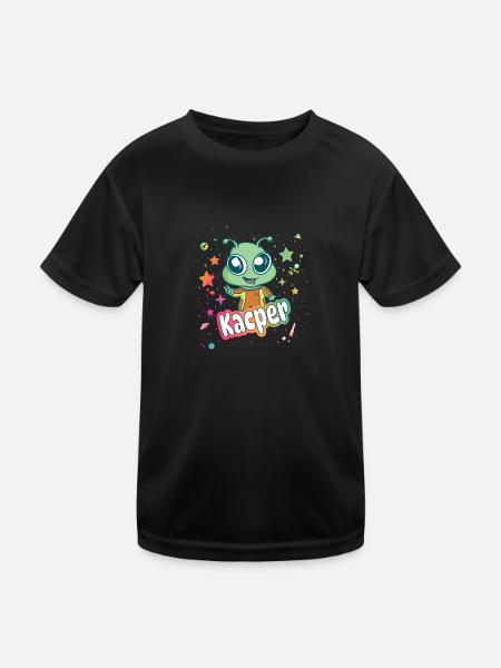 KACPER - Beautiful boy name with cute alien - Kids Functional T-Shirt - black - Front
